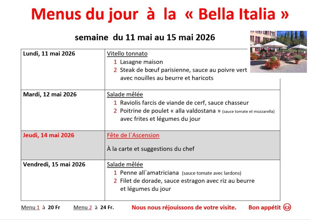 Menu de la semaine