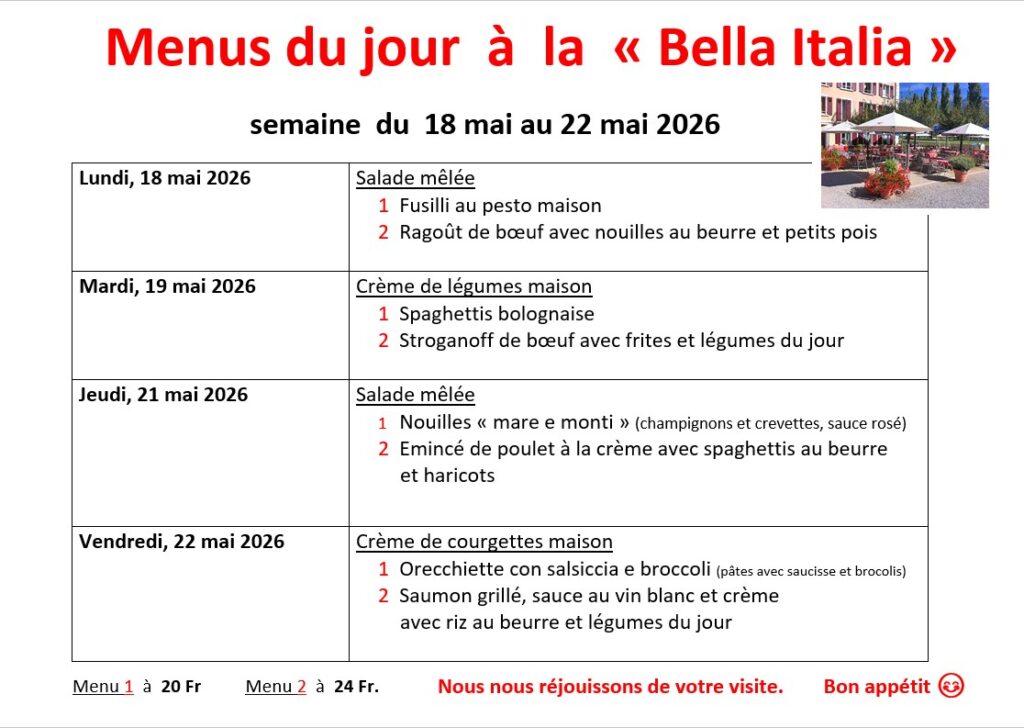 Menu de la semaine