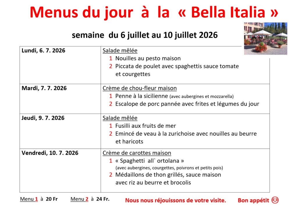 Menu de la semaine