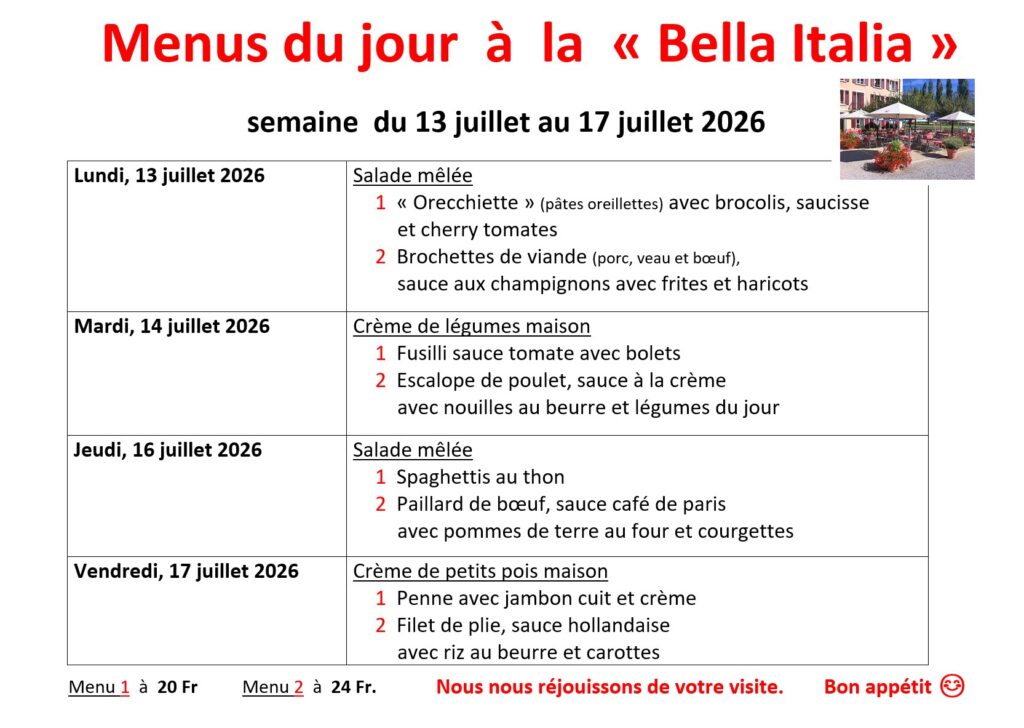 Menu de la semaine